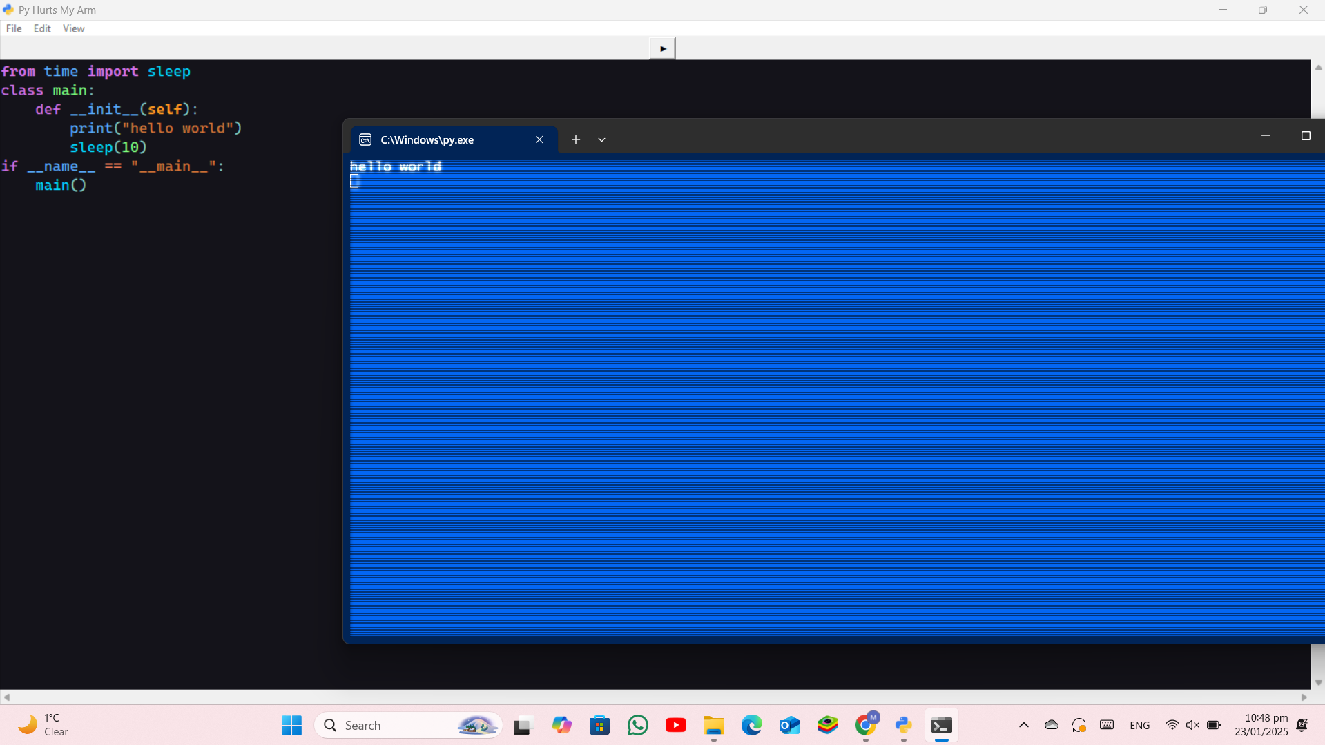 Running Python Code in Py-Hurts-My-Arm Editor